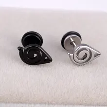 Горячая Распродажа Модные мужские серебряные золотые черные Наруто Аниме серьги из титановой стали полые панк комикс серьги вrincos бижутерия