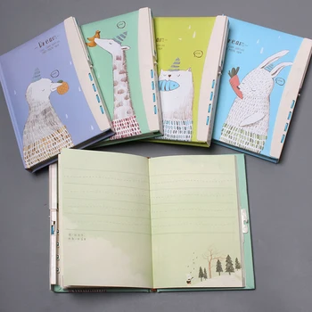 

1pc Color Random 34K Colorful 82 Sheets Cartoon Password Lock Diary Notebook Notepad Calendar Journal Kids Gift Student Supply