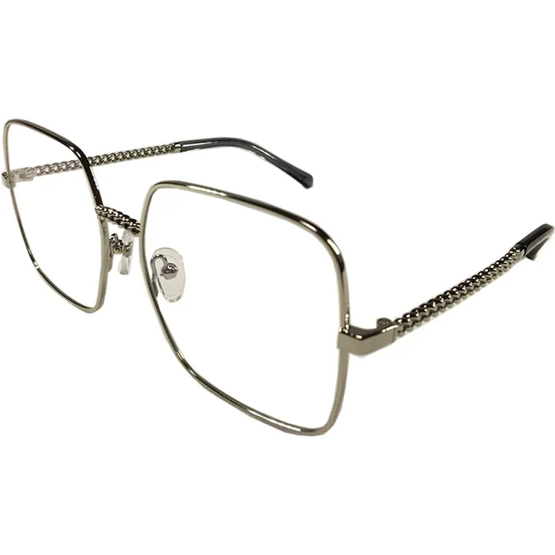 So pink Platz navy Kette silver Frau Grey Designer Marke Brille chocolate Sams Gray light amp; Transparente gold brown Brillen Retro Rahmen Metall Dekoration Große XqARz5aw