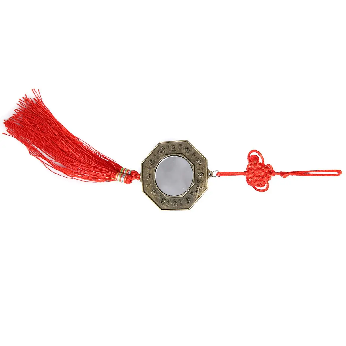 7cm Chinese Feng Shui Bagua Mirror with Chinese Knot Good Luck Fortune Prayer for Car Hanging Decor Pendant