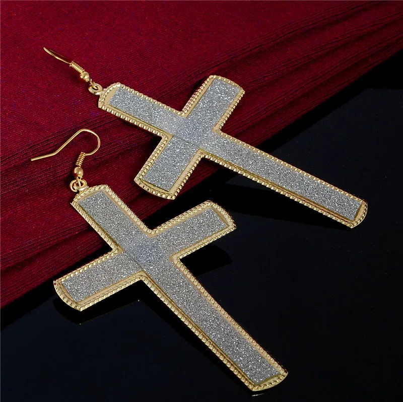 

SHUANGR 2017 Wholesale One Pair Women Men's Cross Shape Fashion Earrings