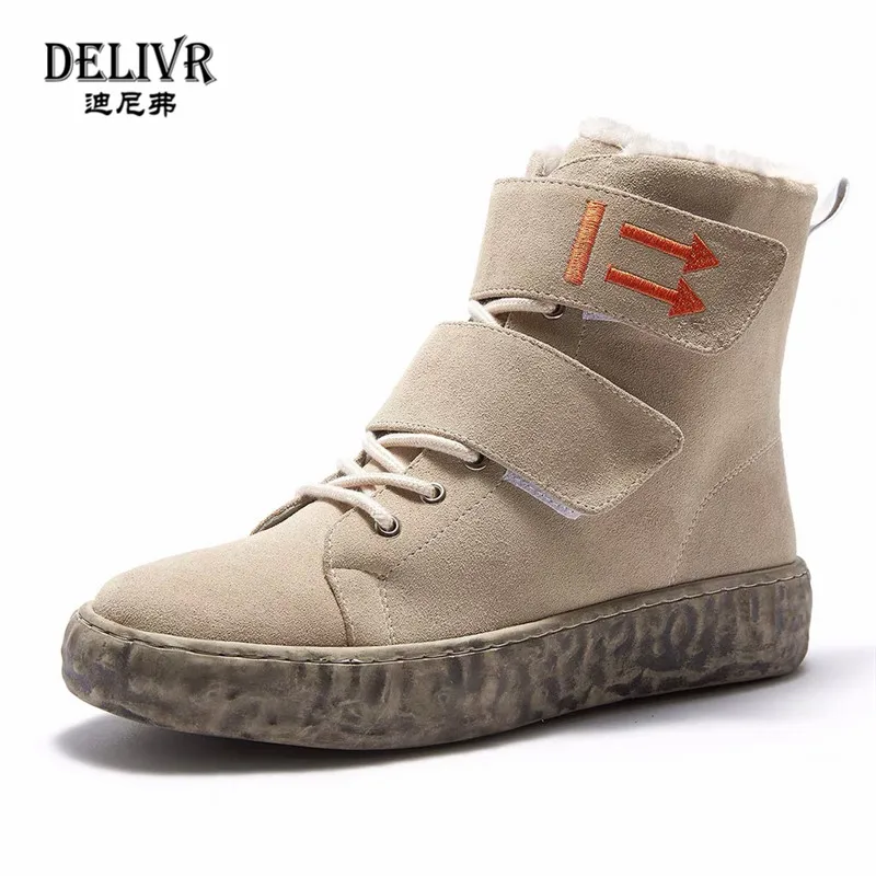 

Delivr Winter Snow Boots Men Cow Suede Shoes Men Waterproof Safety Shoes Warm Military Boots Flat Antiskid Zapatos De Hombre