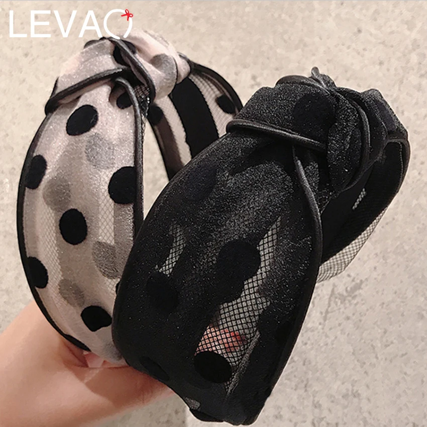 

LEVAO Cute Lace Dot Headband for Women Hairband Hair Accessories Wide Knotted Mesh Head Band Hair Hoop Bezel Girls Headdress