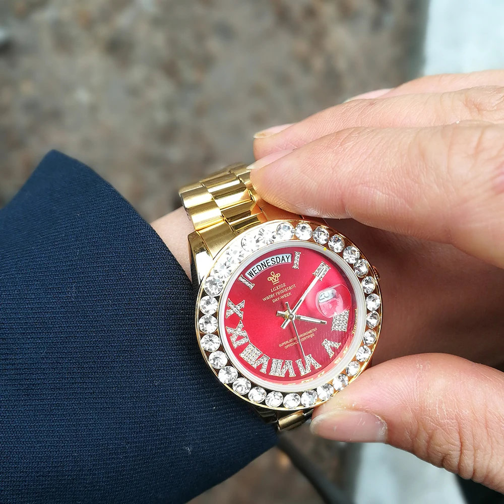 

LGXIGE Watches Men Diamond Gold Watch Luxury Brand Waterproof Quartz Watch for men Wrist Watch date Luminous clock Dropshipping