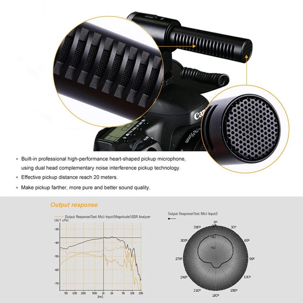 Zhuosheng профессиональная видеокамера интервью Comdenser Mic для Dslr Canon Nikon Sony видеокамеры