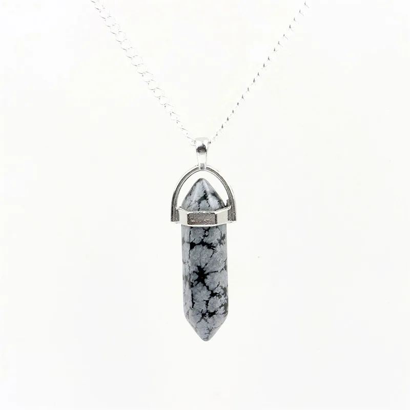 Натуральный бирюзовый Аметист шестиугольная колонна звено цепи ожерелье кристалл тигровый глаз чакра исцеляющий камень «reiki» для женщин ювелирные изделия - Цвет камня: Snowflake