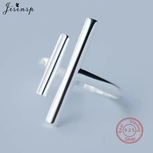 Jisensp серебро 925 пробы Регулируемый кольца для женщин геометрический двойной бар кольцо Помолвочные кольца Высокое качество