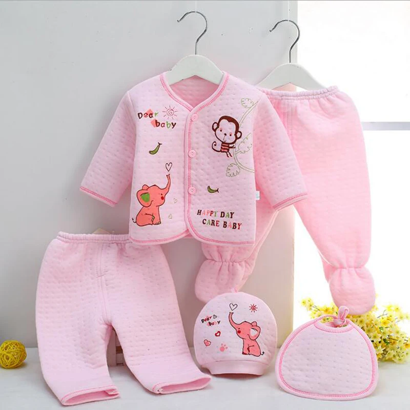 stylish baby clothing set Bekamille 5pcs/set Autumn Winter Newborn sets Baby warm Cotton Girls Boys cartoon suits  infant kids clothing Good quality baby clothing set line