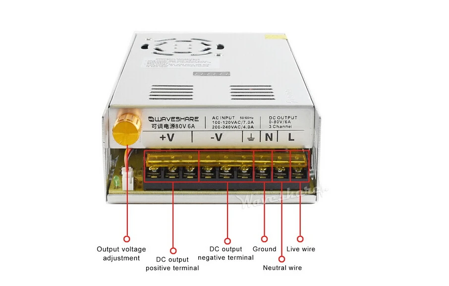 Waveshare Регулируемый источник питания, вход переменного тока, выход постоянного тока 80 в 6A