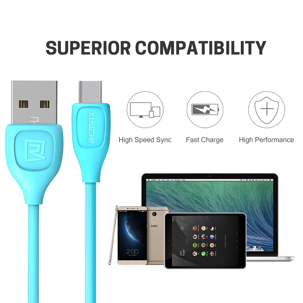 USB кабель Remax type C для быстрой зарядки и синхронизации данных Samsung Galaxy S10 S9 S8 S7 S6 Plus
