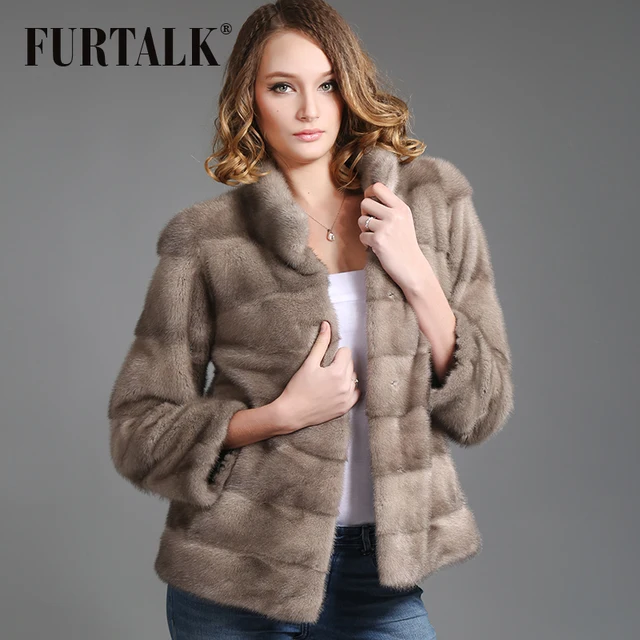 FURTALK High Quality 60cm Mink Fur Jacket Real Natural Mink fur coat Women Winter Mink Fur Coat