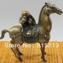 Ван 000102 Коллекция прекрасные лошади и обезьяны старый бронзовая статуя 14x13 cm