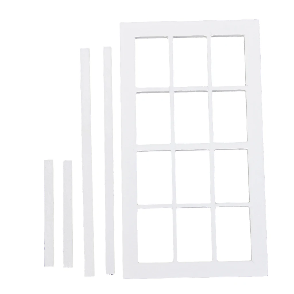 Generic 1/12 Scale Wooden 12 Pane Light Window Frame for Dollhouse Miniature Toys Gifts White