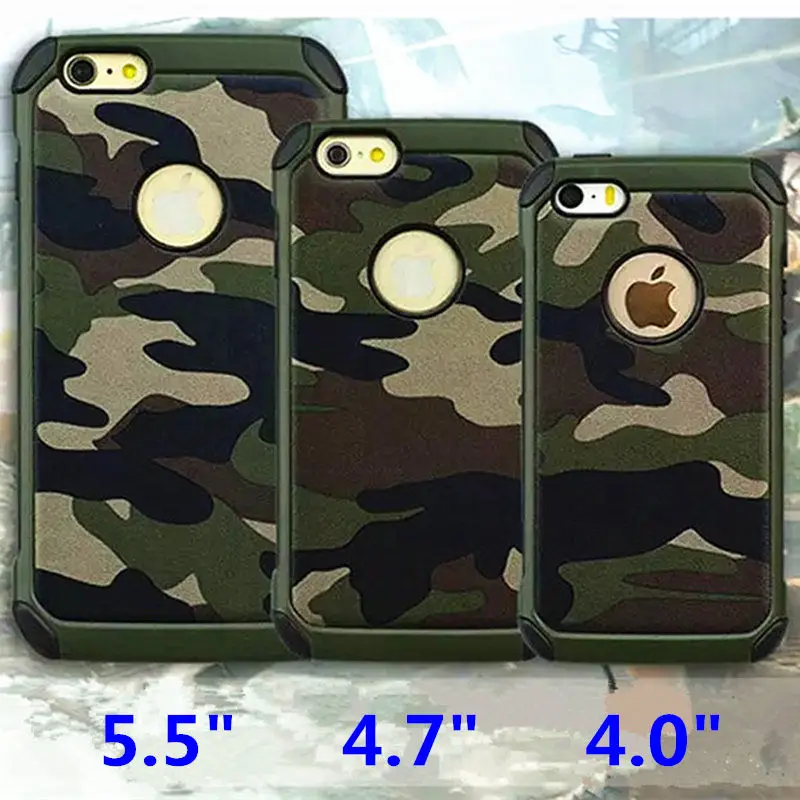 Жесткий бронированный чехол 5 S 6 силиконовый для iPhone камуфляжный двухслойный