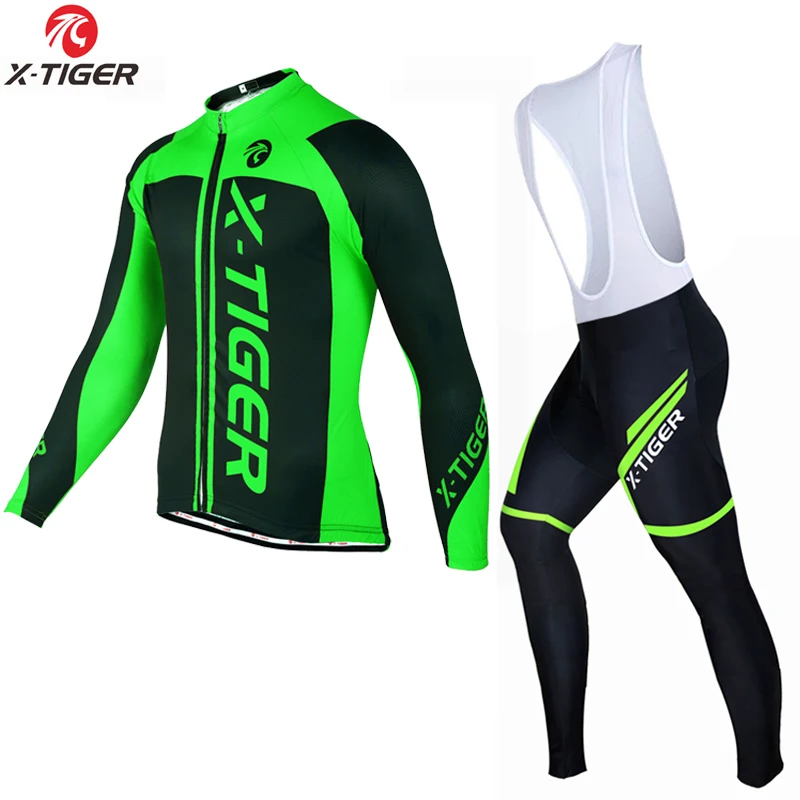 X-TIGER, зимняя мужская теплая флисовая велосипедная футболка, комплект, велосипедная одежда с длинным рукавом, одежда для горного велосипеда, спортивная одежда, Ropa Ciclismo - Цвет: Winter Bib Set