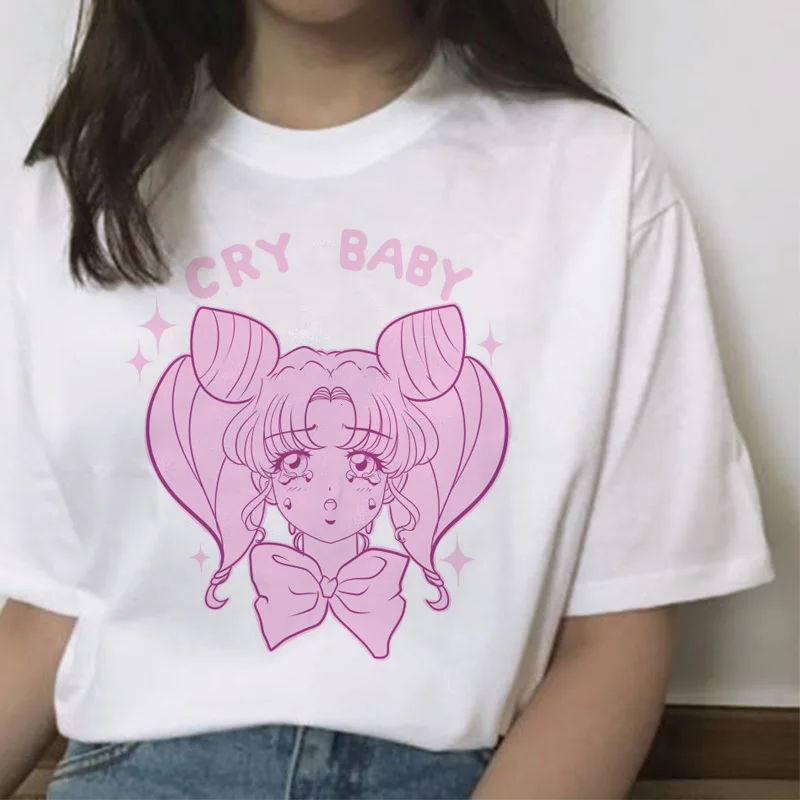 

sailor moon tshirt women 2019 new fashion short sleeve harajuku vintage korean style femme ulzzang kawaii cartoon graphic