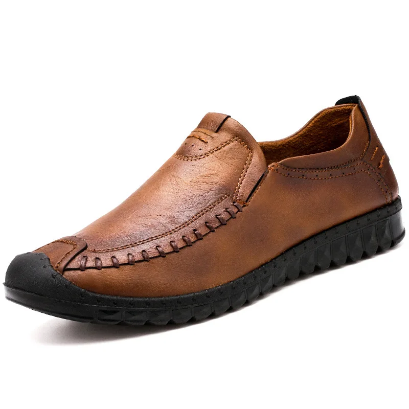 

New 2019 Casual Men Shoes Slip On Loafers Spring and Autumn Mens Moccasins Genuine Leather Men's High Quality Flats Shoes