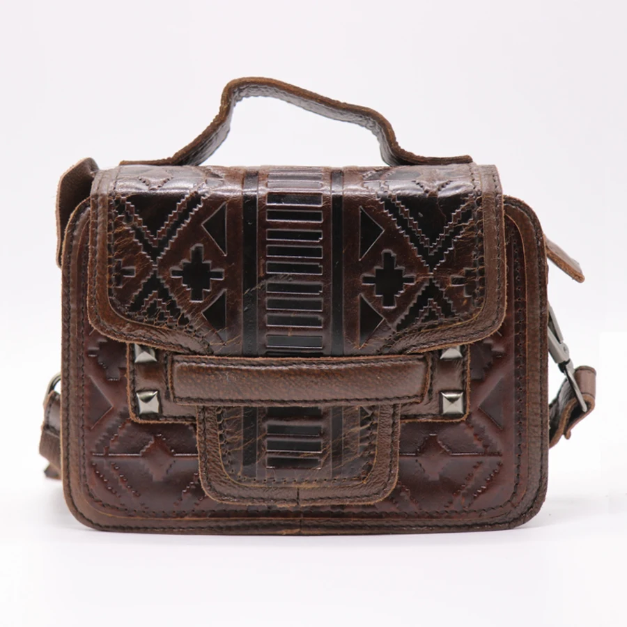 

New Women's Handbag Engraved Genuine Leather Women Handle Crossbody Shoulder Bags Cowhide Ladies Messenger Bag Handle Pack