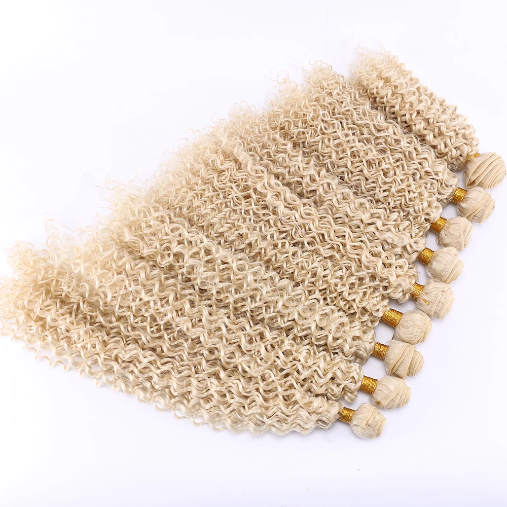  100 gram one piece Kinky curly High temperature Synthetic hair extensions 613# hair weaving