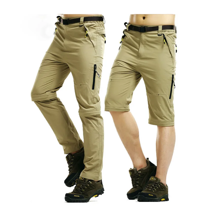 JACKSANQI de verano hombre rápido seco extraíble pantalones de Trekking deportes al aire libre pantalones de senderismo de montaña escalada pesca pantalones cortos RA072