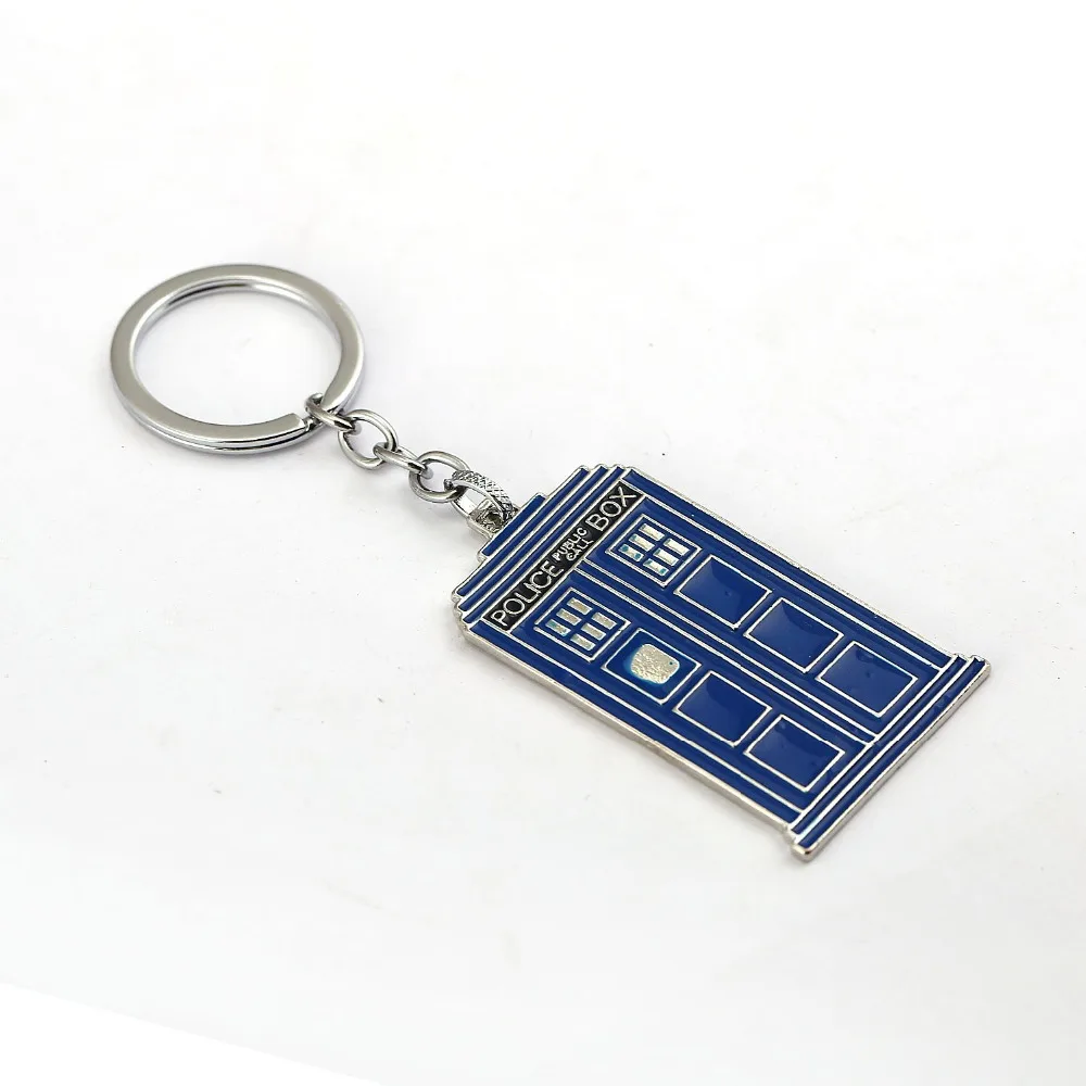 

J Store Doctor Who key chain TARDIS sleutelhanger ring Keychain blue metal Key Rings llavero movie Souvenir Jewelry