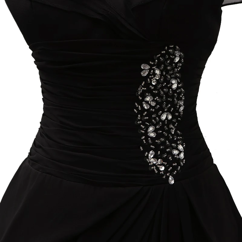 Бирюзовое Длинное Черное женское вечернее платье, Короткие вечерние платья, коктейльное платье с рукавами-крылышками, расшитое бисером размера плюс, платье для матери невесты