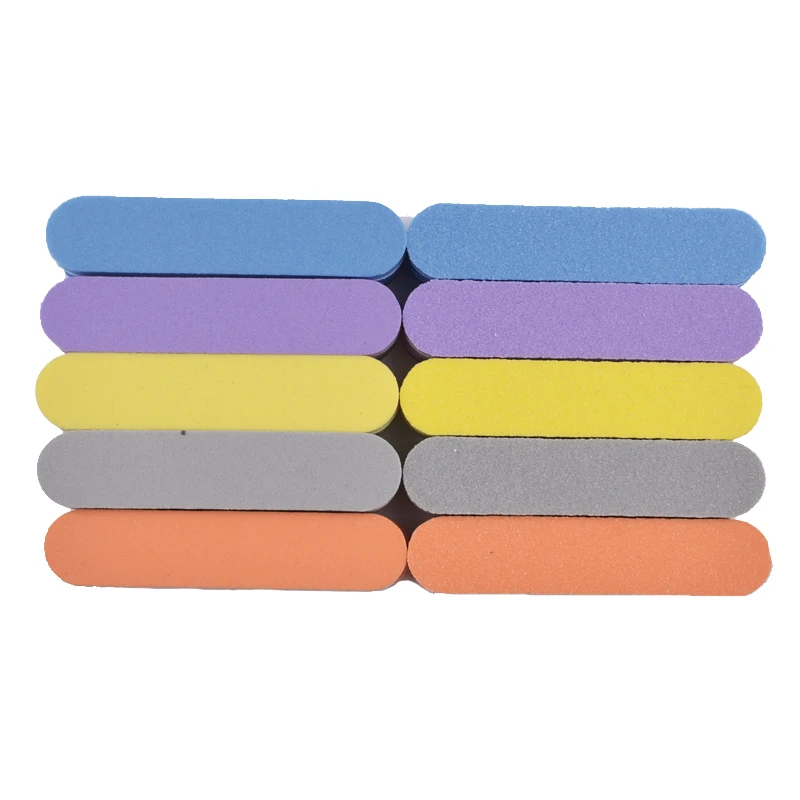 10Pcs Mini Nail File Sanding Block Buffer 100/180 Nail Tools Sponge Diamond Mixed 5 Color Nail File Rubbing Polished Surface
