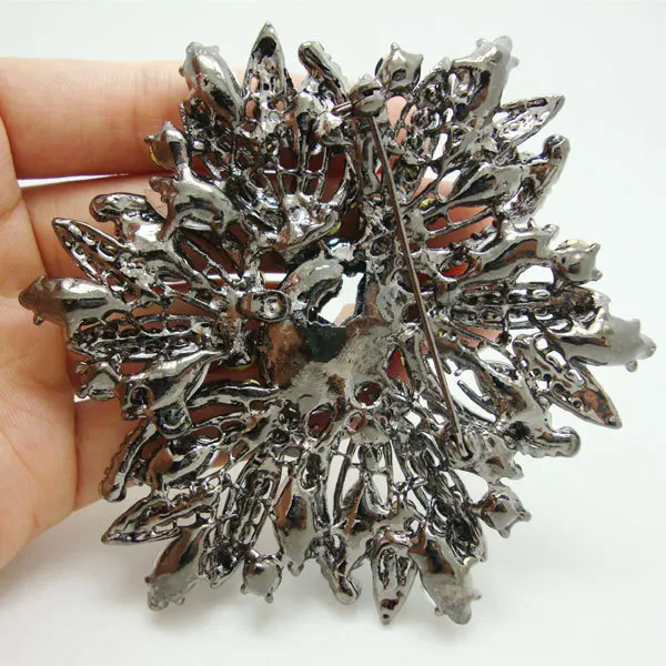 Vintage Style Black Brooch Pin Jewelry Black Flower Large Rhinestone Crystal Party Jewelry Brooches Pins For Woman