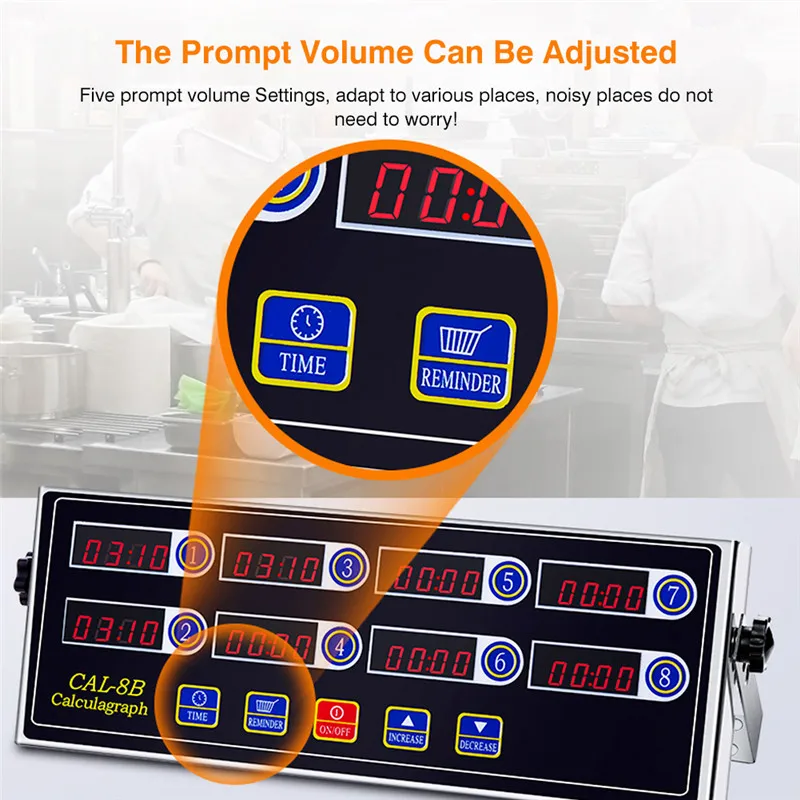 CAL-8B Portable 8 Channel Digital LCD Digital Screen Kitchen Timer Cooking Timing Alarm Clock machine Stopwatch Shaking Reminder