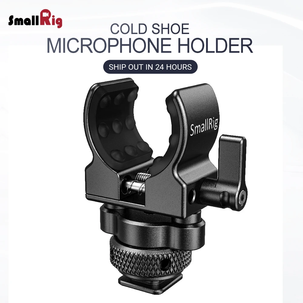 

SmallRig Quick Release Cold Shoe Microphone Clamp Shot gun Microphone Holder with soft silicone to absorb bumps & noise BSM2352