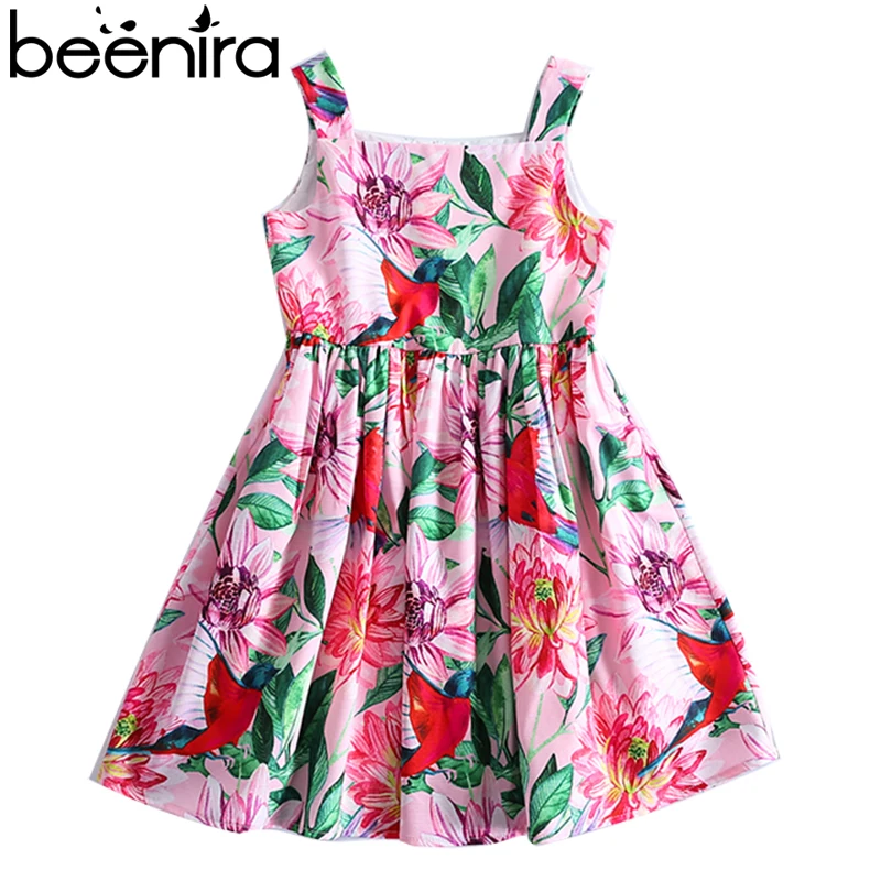 

Beenira Girls Summer Dresses 2019 New European And American Style Children Sleeveless Flower Pattern Dress Design 4-14Y Dressses