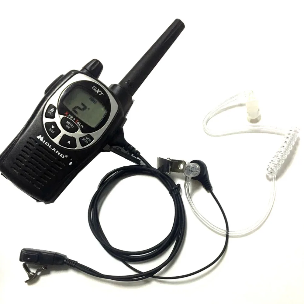 2 Pin Ptt Mic Covert Acoustic Tube Earpiece For Midland Radio G6g7 Gxt1050 Gxt550 Gxt650 Lxt80, Lxt112 Black (9)