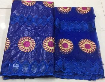 

African Lace Fabric 2019 High Quality Cotton Lace Swiss Voile Lace With headtie Swiss Voile Lace In Switzerland HSH030 BLUE