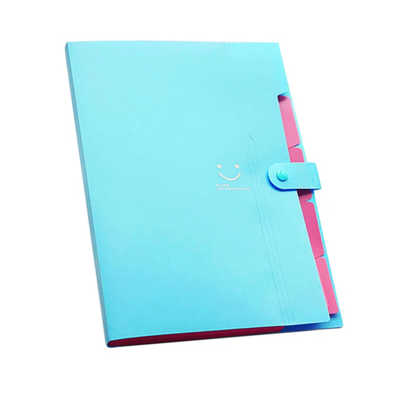 Kawaii Папки канцелярские Carpeta папка для файлов 5 слоев Archivadores кольца A4 Сумка для документов офисные карпеты - Цвет: Blue