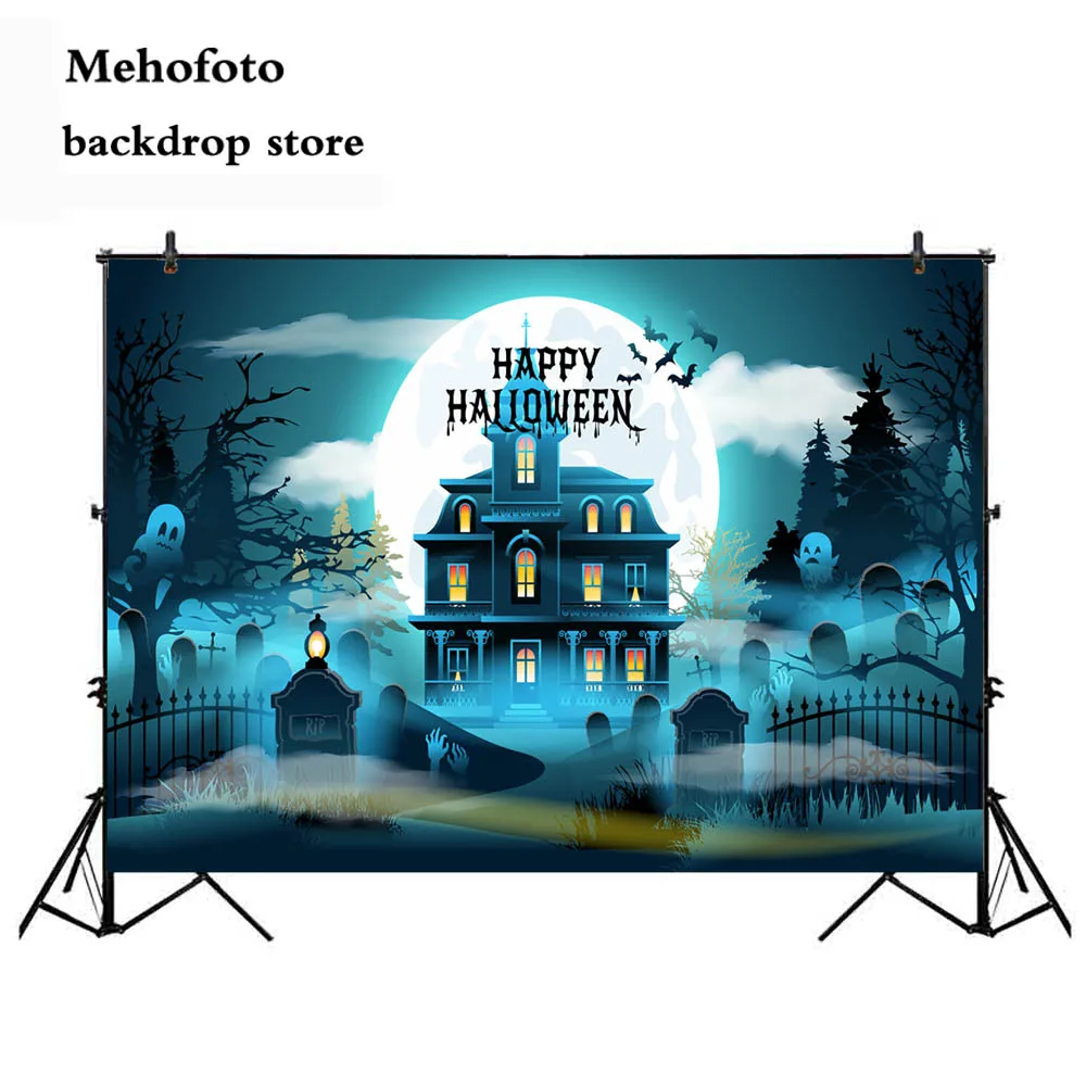 Mehofoto ночной замок фон для фотосъемки яркая луна Хэллоуин фото фон фотосъемка Призрак Демон семья товары для вечерние 930