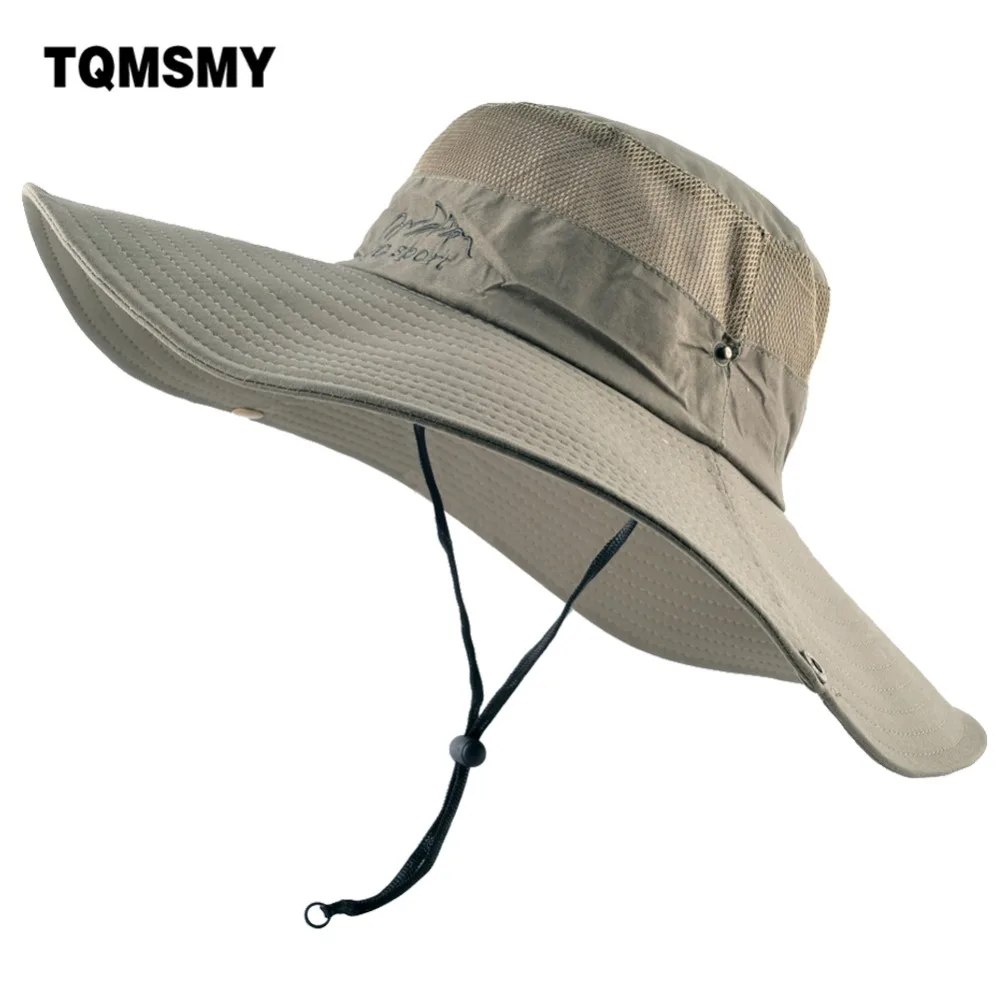 TQMSMY للجنسين الصيف تنفس قبعة بحافة الرجال في الهواء الطلق الصيد القبعات واقية من الشمس غطاء دلو النساء Boonie التخييم قبعة الرجال TMP63