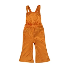 Изысканные однотонные шелковые Комбинезоны для маленьких девочек; комбинезон; расклешенные комбинезоны; одежда