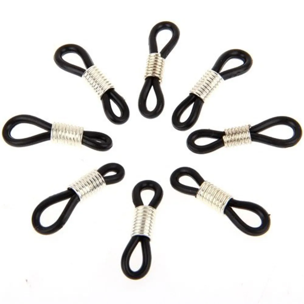 

20 pcs Black Antiskid Rubber Ring Sunglasses Retainer End Loop Connectors for Glasses Chain Rope Holder Strap