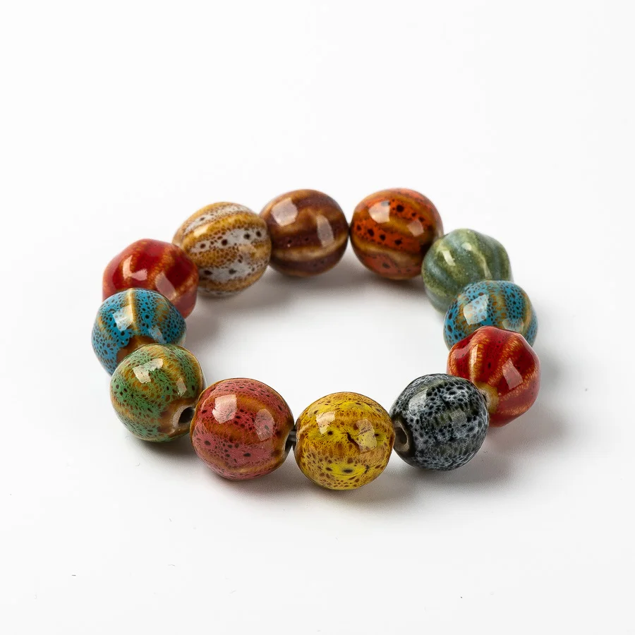 Colorful Unique Ceramic Ball beads bracelets hand made DIY Artware