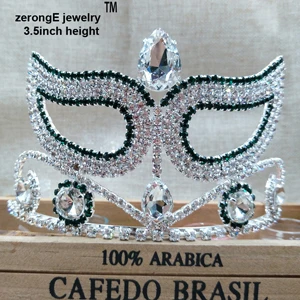 Посеребренный ZerongE jewelry австрийского хрусталя Хэллоуин маскарад тиара Золото Зеленый маска со стразами корона диадемы для женщин украшения волос - Окраска металла: Посеребренный