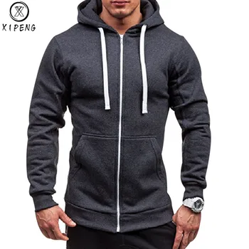 

Men Hoodies Jacket Spring Autumn Drawstring Zipper Hooded Sweatshirt Top Male Long Sleeve Pocket Pullover Hoodie Coat Plus Size
