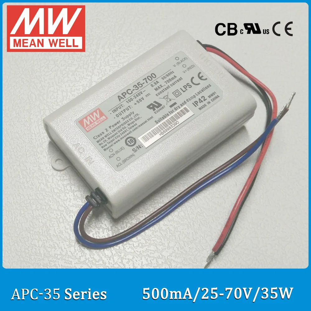 Оригинальный Meanwell Светодиодный драйвер APC-35-500 один выход 35 ватт 25 ~ 70V 500mA