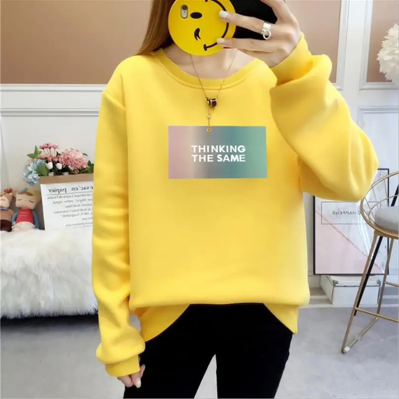 

2019 New PA5259 Women Sweatshirts Hoodies Printed Casual Pullover Cute Jumpers Top Long Sleeve O-Neck Fleece Top