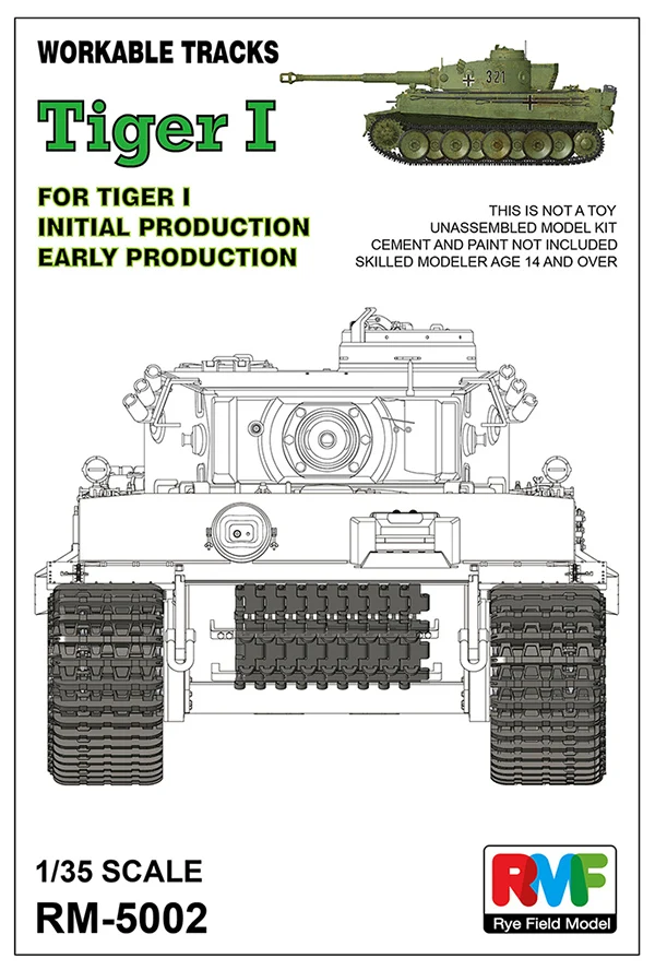 Ржаное поле модель RFM RM-5002 1/35 работоспособный трек для Tiger I Раннее Производство-масштабная модель комплект