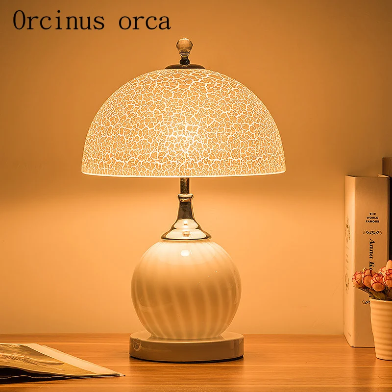 Modern minimalist creative study bedroom lamp lamp glass bedside lamp