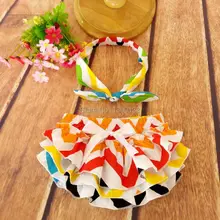 Радужный рисунок «шеврон» Детское платье и повязка на голову с цветком, с ободок с бантом