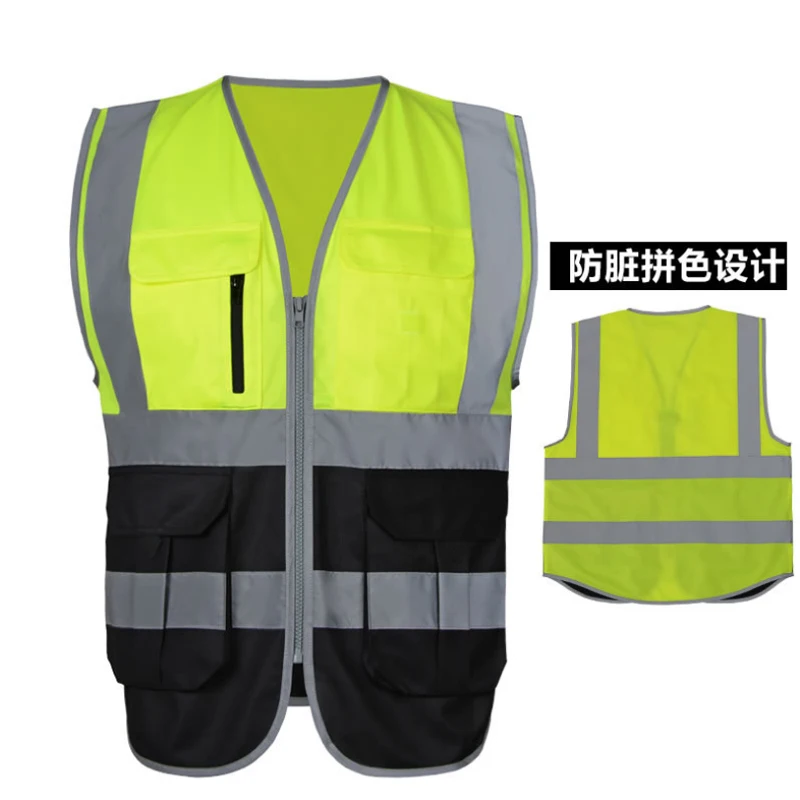 

Glowing visible safety clothingVest Reflective Vest Multi Pockets Workwear Safety Waistcoat Safety Clothing Hight Quality