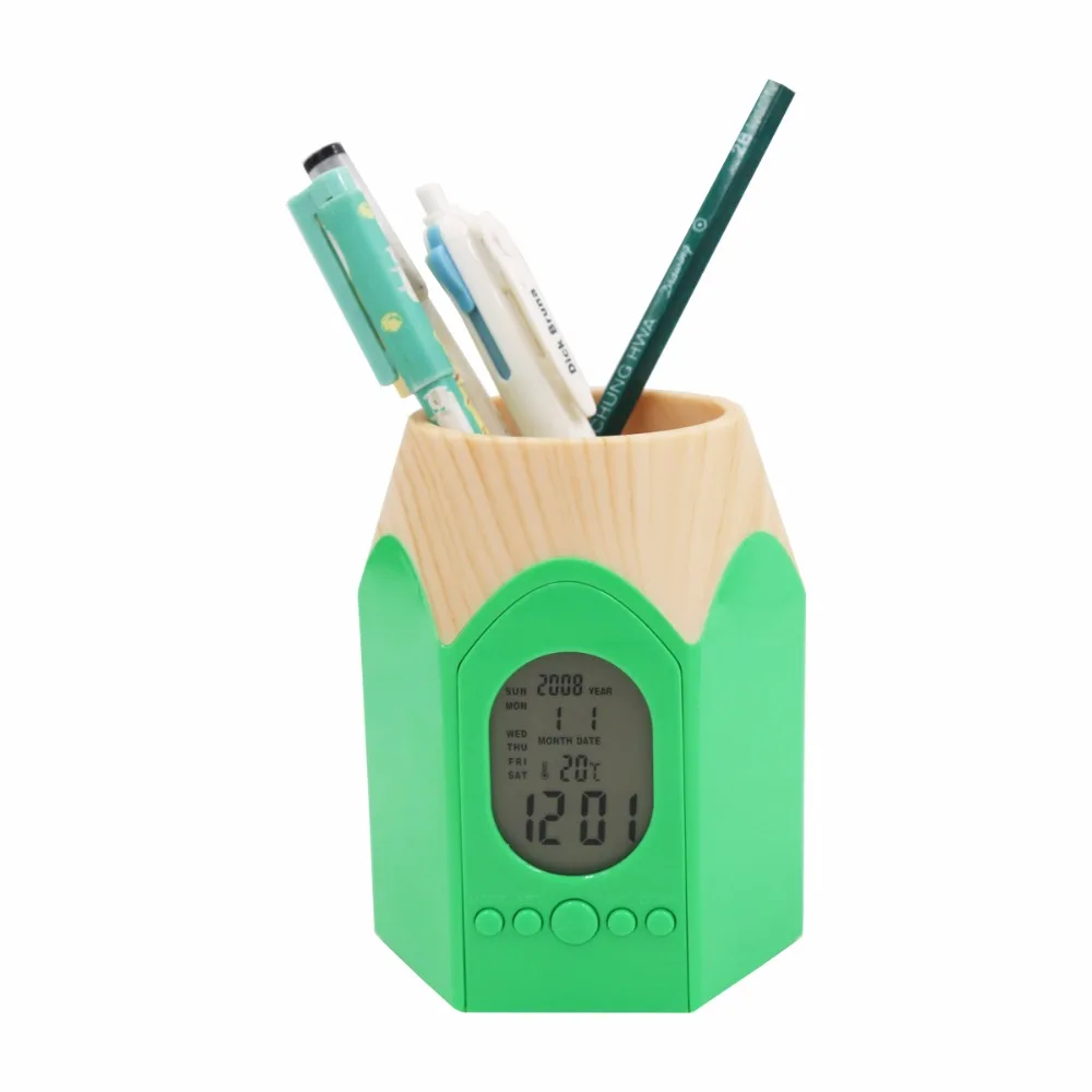 Acrylic Pen Pencil Holder Digital Desk Alarm Clock Calendar Temperature Timer HG Acrylic Pen Pencil Holder Digital Desk Alarm Clock Calendar Temperature Timer HG