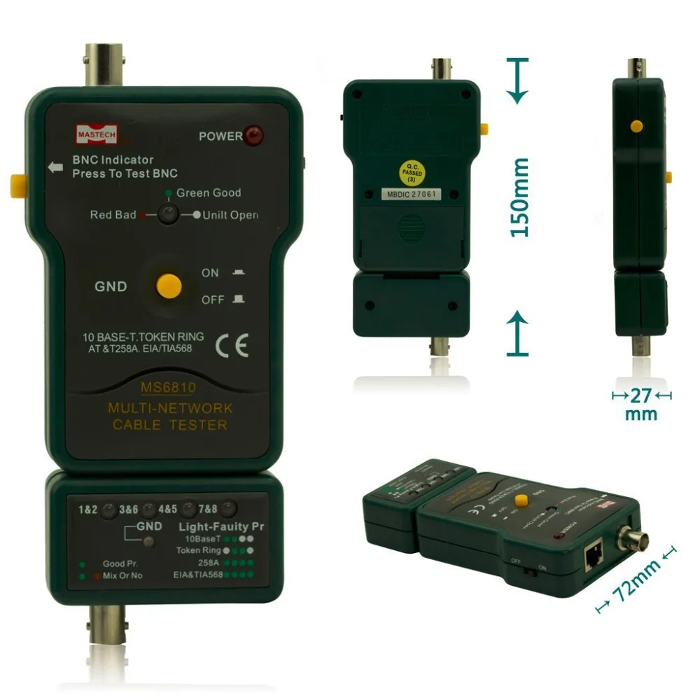 freeshipping MASTECH MS6810 Multi Network Cable Tester Meter RJ45 BNC
