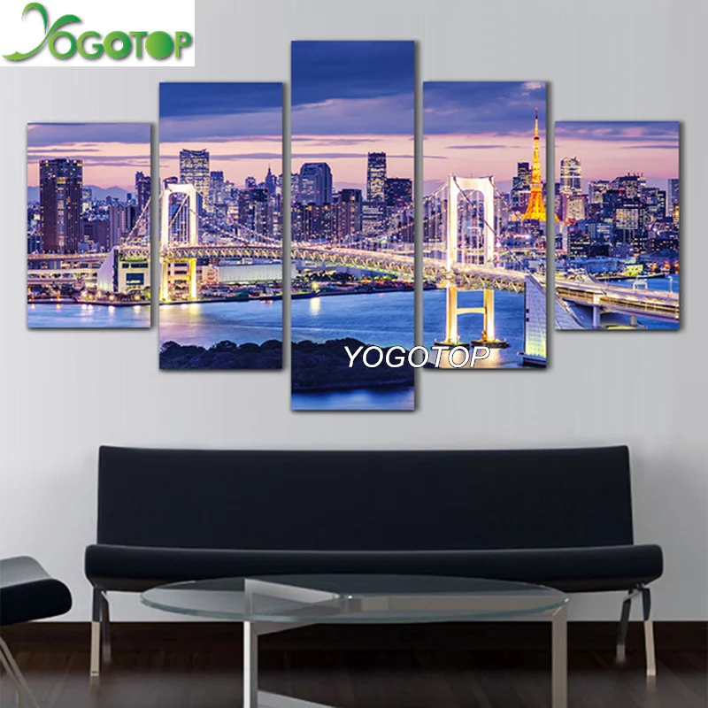 

YOGOTOP DIY Diamond Painting Cross Stitch Kit Full Diamond Embroidery 5D Diamond Mosaic Decor bridge Night scenery 5pc ML270